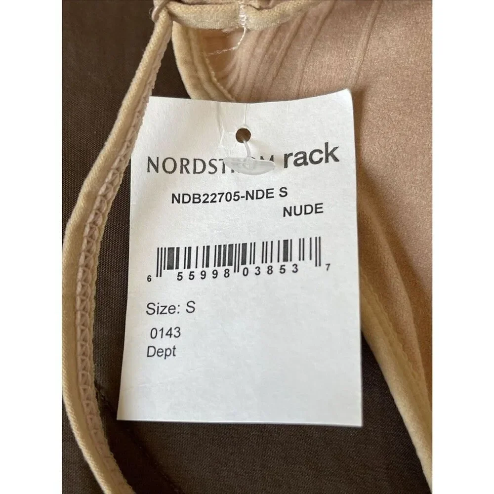 Rene Rofe Nude Padded Bra Size Small Sports Pleated Stretch Activewear Gym - Picture 10 of 12